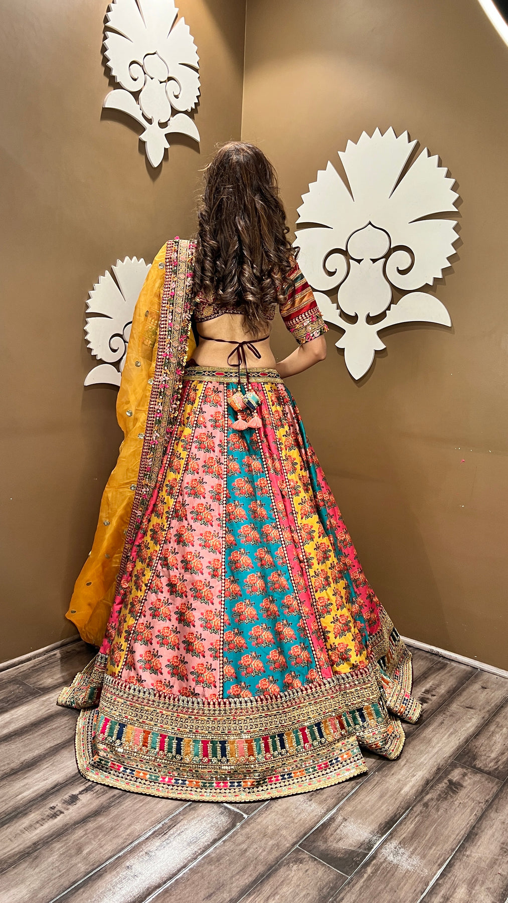 Beautiful Multi Color Floral Motif Lehenga Set