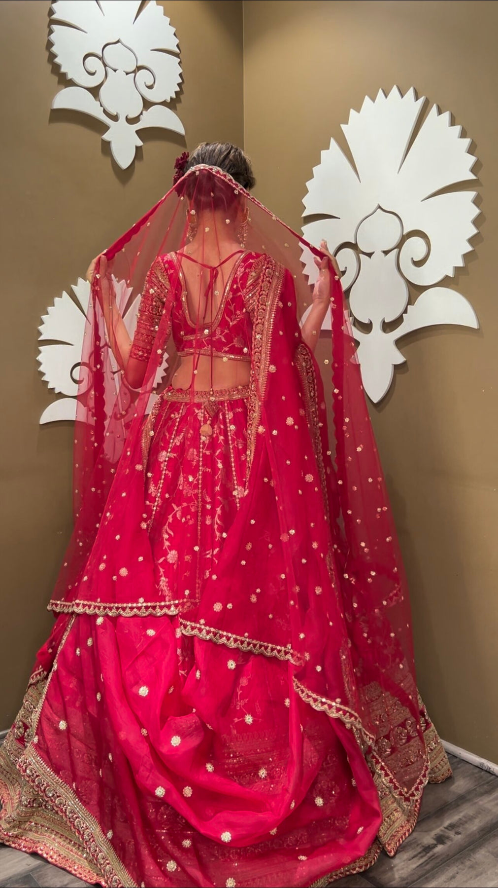 Beautiful Dark Pink Color Floral Motif Lehenga