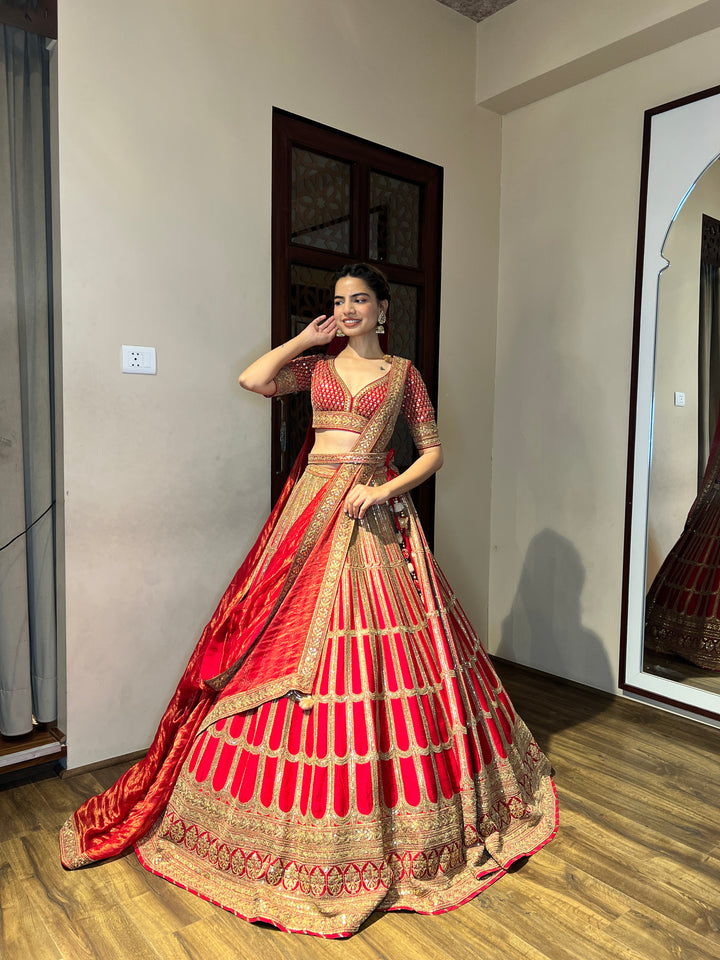 Eternal Elegance: Red Color Bridal Lehenga