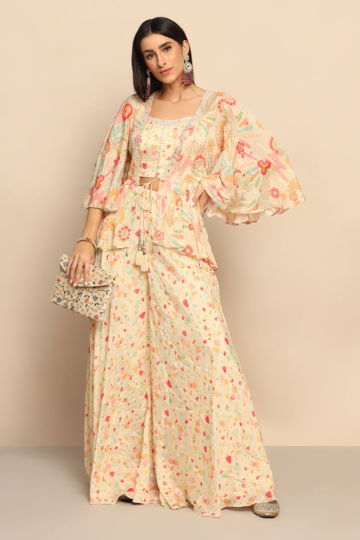 Enchanting Cream Dress with Sequins and Beads - Radiate Glamour