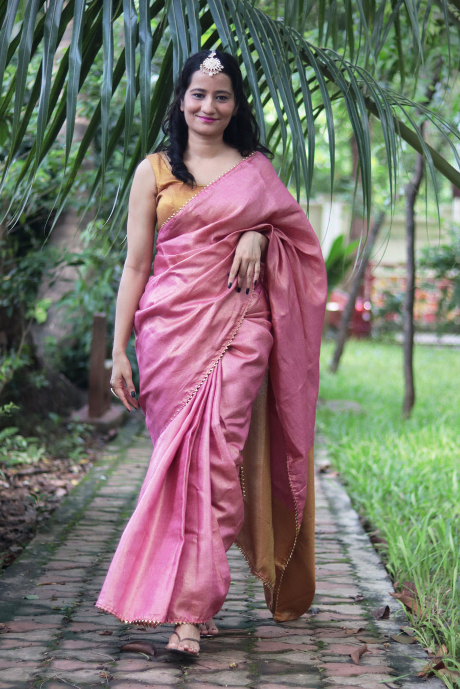 Zari Linen Gotta Lace Saree The Queen's Tiara (SAREE)