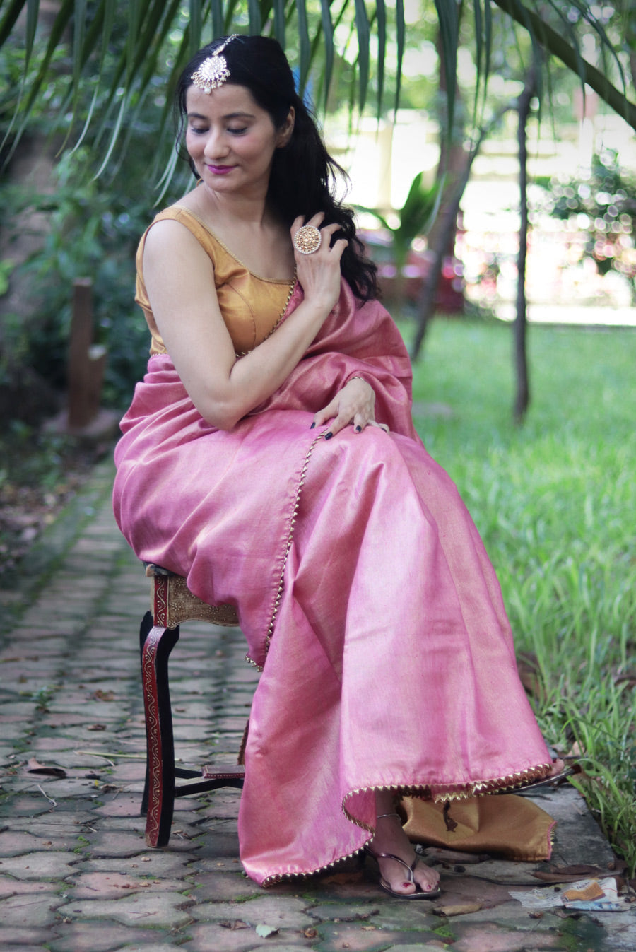 Zari Linen Gotta Lace Saree The Queen's Tiara (SAREE)