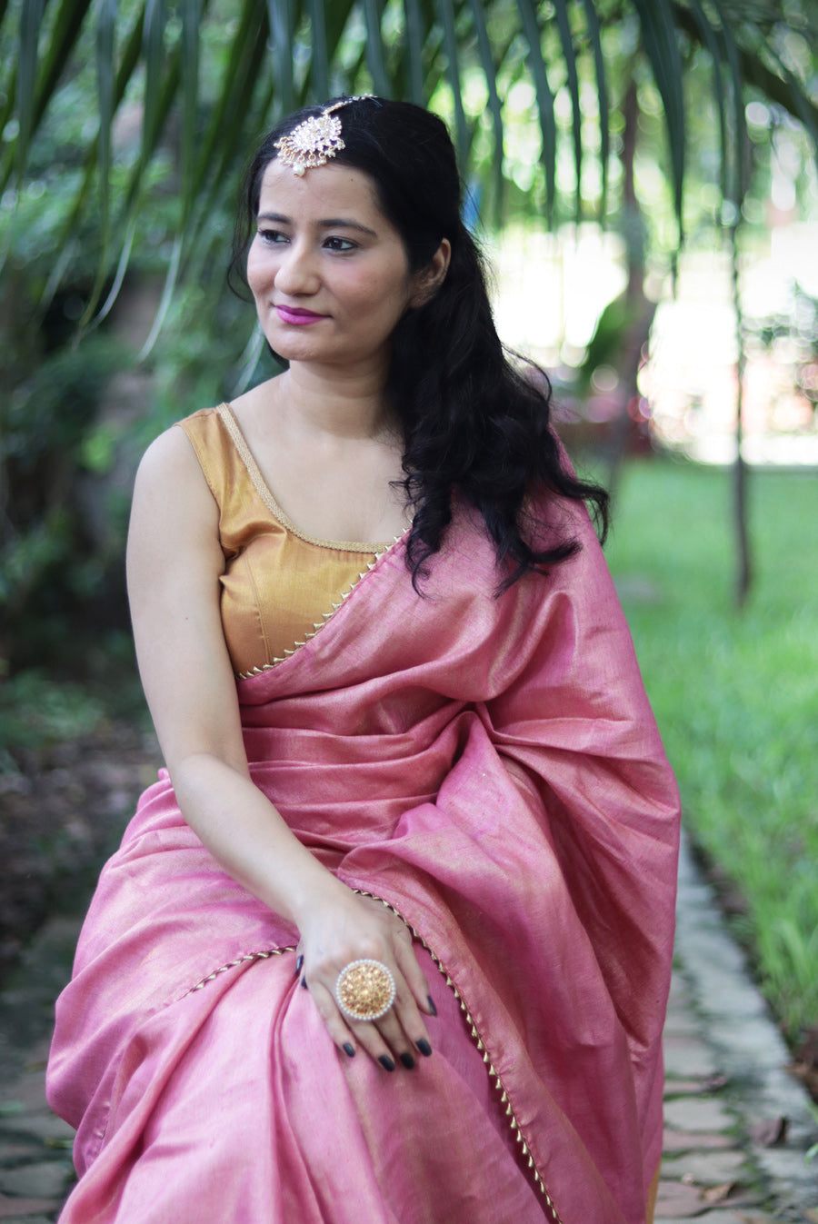 Zari Linen Gotta Lace Saree The Queen's Tiara (SAREE)