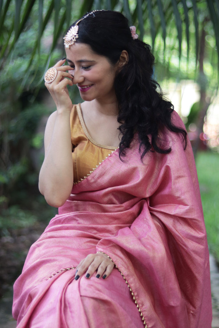 Zari Linen Gotta Lace Saree The Queen's Tiara (SAREE)