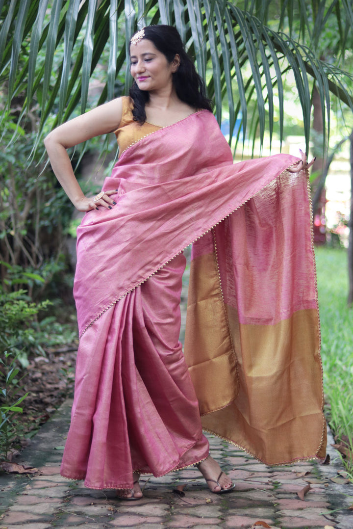 Zari Linen Gotta Lace Saree The Queen's Tiara (SAREE)