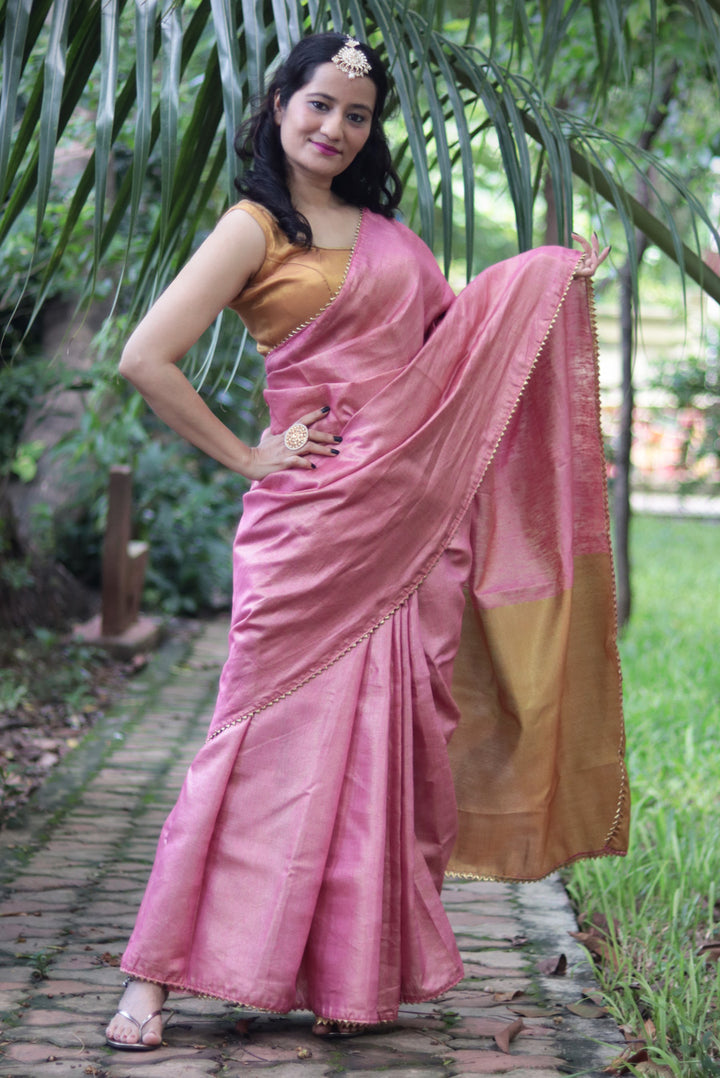 Zari Linen Gotta Lace Saree The Queen's Tiara (SAREE)