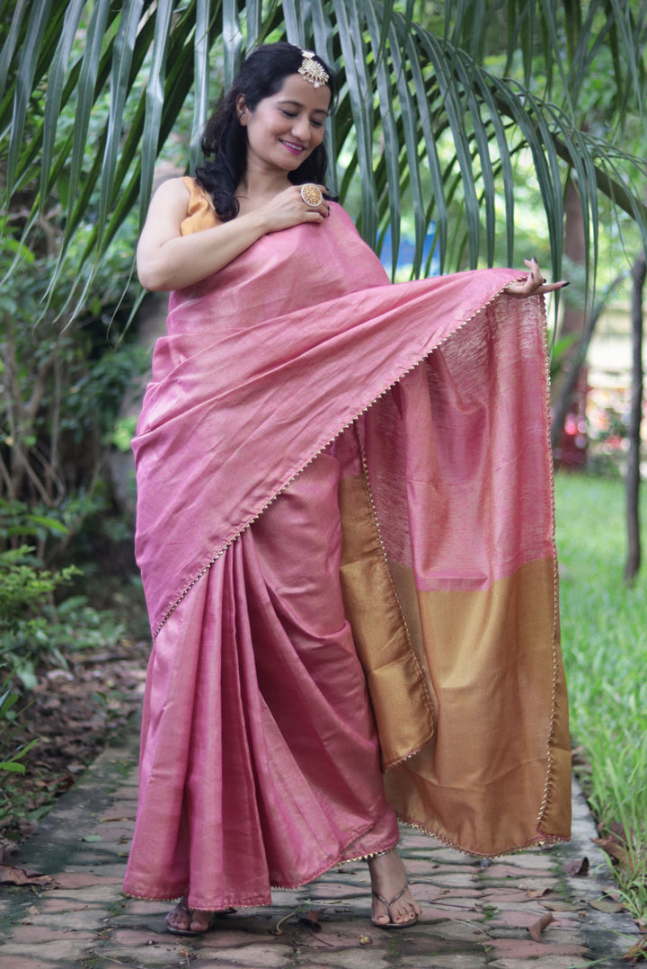 Zari Linen Gotta Lace Saree The Queen's Tiara (SAREE)