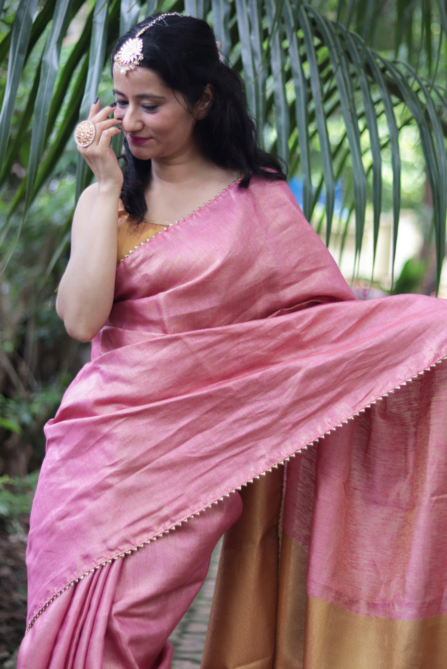 Zari Linen Gotta Lace Saree The Queen's Tiara (SAREE)