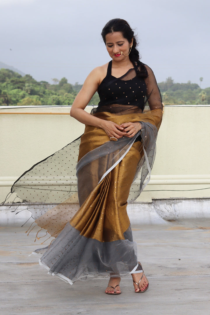 Muslin Silk Sequin Saree Taara Mandal (SAREE)