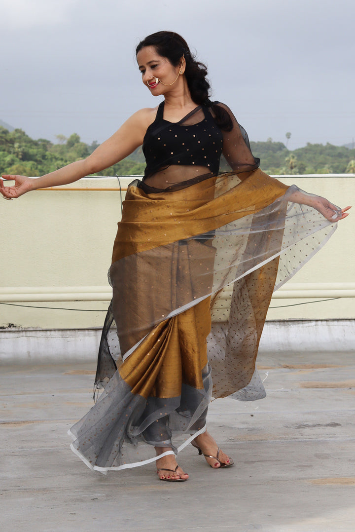 Muslin Silk Sequin Saree Taara Mandal (SAREE)