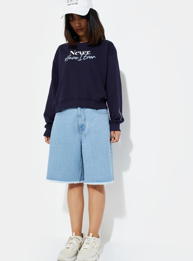Women Relaxed Fit Embroidered Sweatshirt