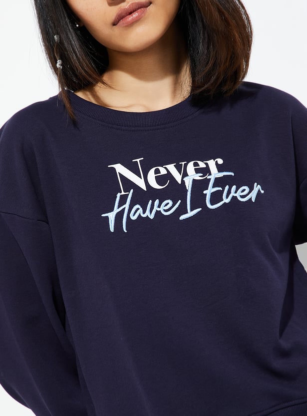 Women Relaxed Fit Embroidered Sweatshirt