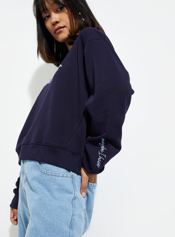 Women Relaxed Fit Embroidered Sweatshirt