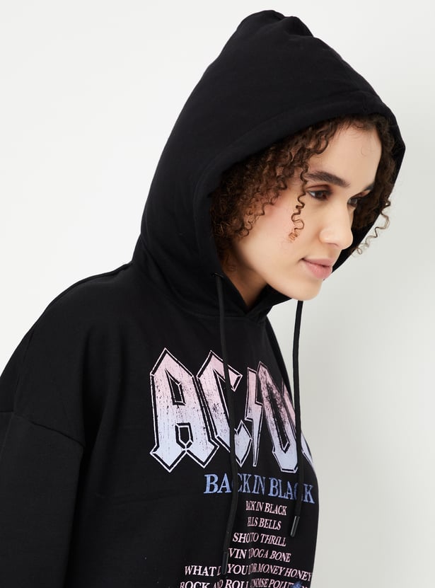 Women AC/DC Print Hooded Sweatshirt