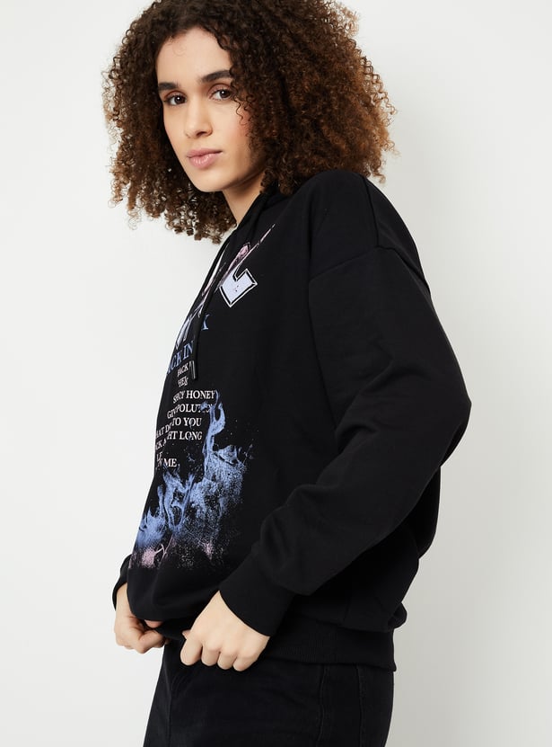 Women AC/DC Print Hooded Sweatshirt