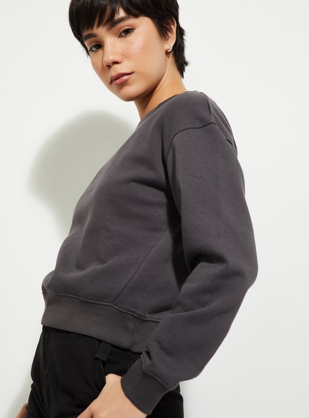 Women Solid Relaxed Fit Sweatshirt