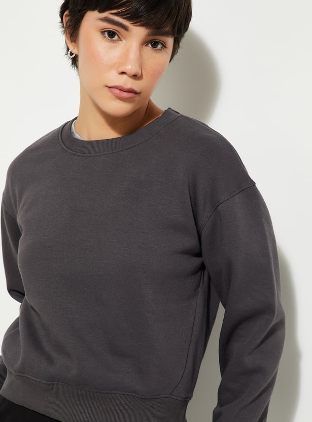 Women Solid Relaxed Fit Sweatshirt