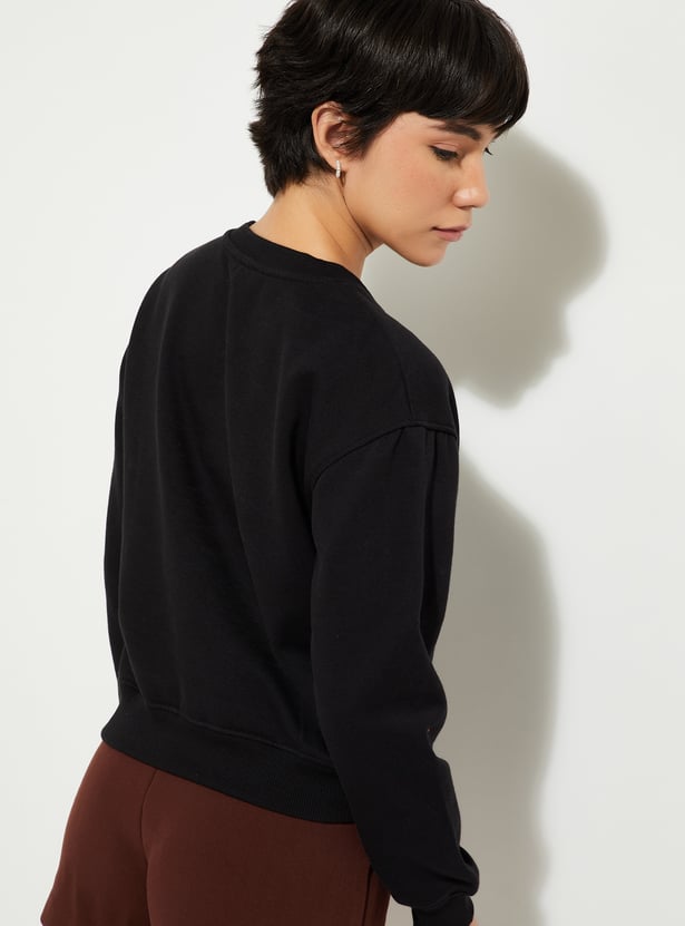 URB_N Women Bow Print Relaxed Fit Sweatshirt