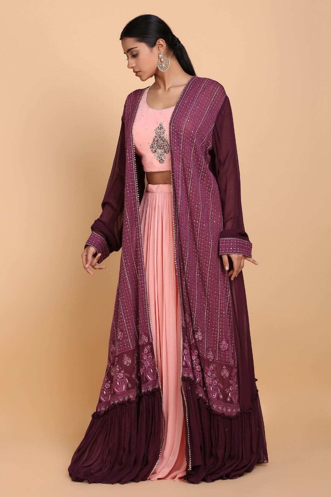 Beautiful Flamingo Pink Lehenga with Long Jacket