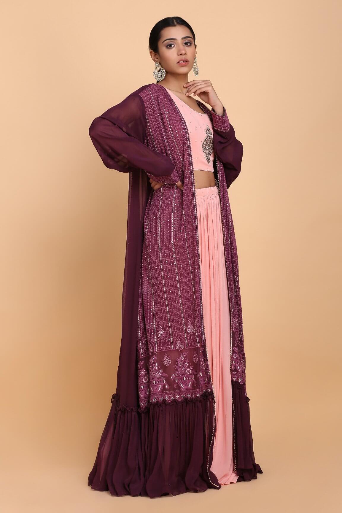 Beautiful Flamingo Pink Lehenga with Long Jacket