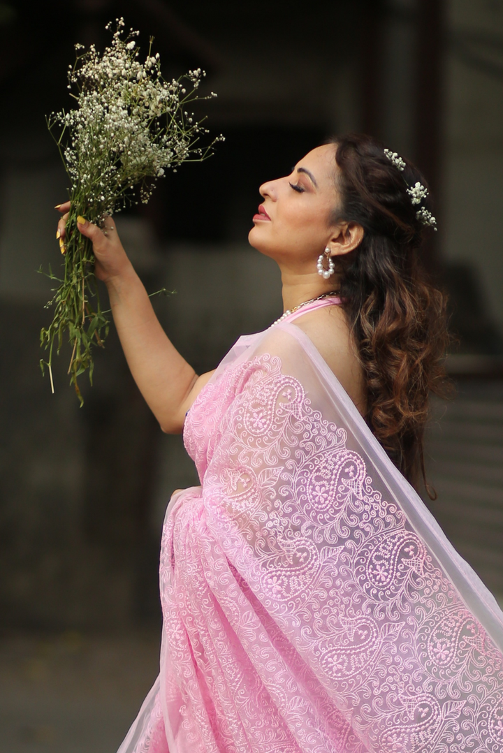 Fully Embroidered Net Saree Princess and her Elves (SAREE)