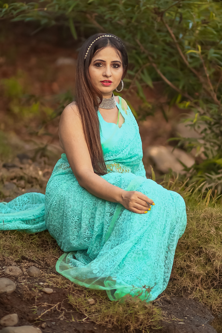 Fully Embroidered Net Saree The Fish-like Sea Princess (SAREE)