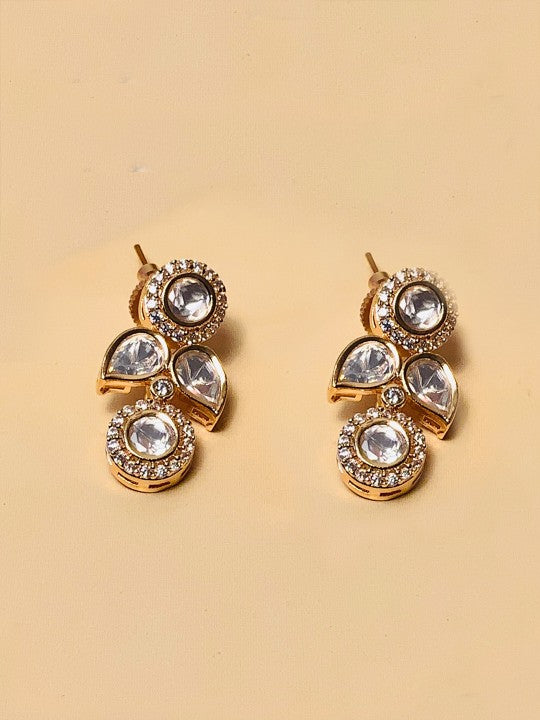 Gold-Plated Kundan Stone Studded Polki Jewellery Set