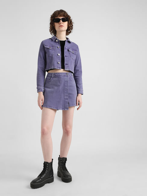 Blue High Rise Washed Denim Skorts