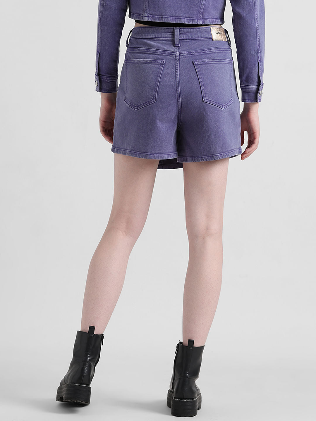 Blue High Rise Washed Denim Skorts