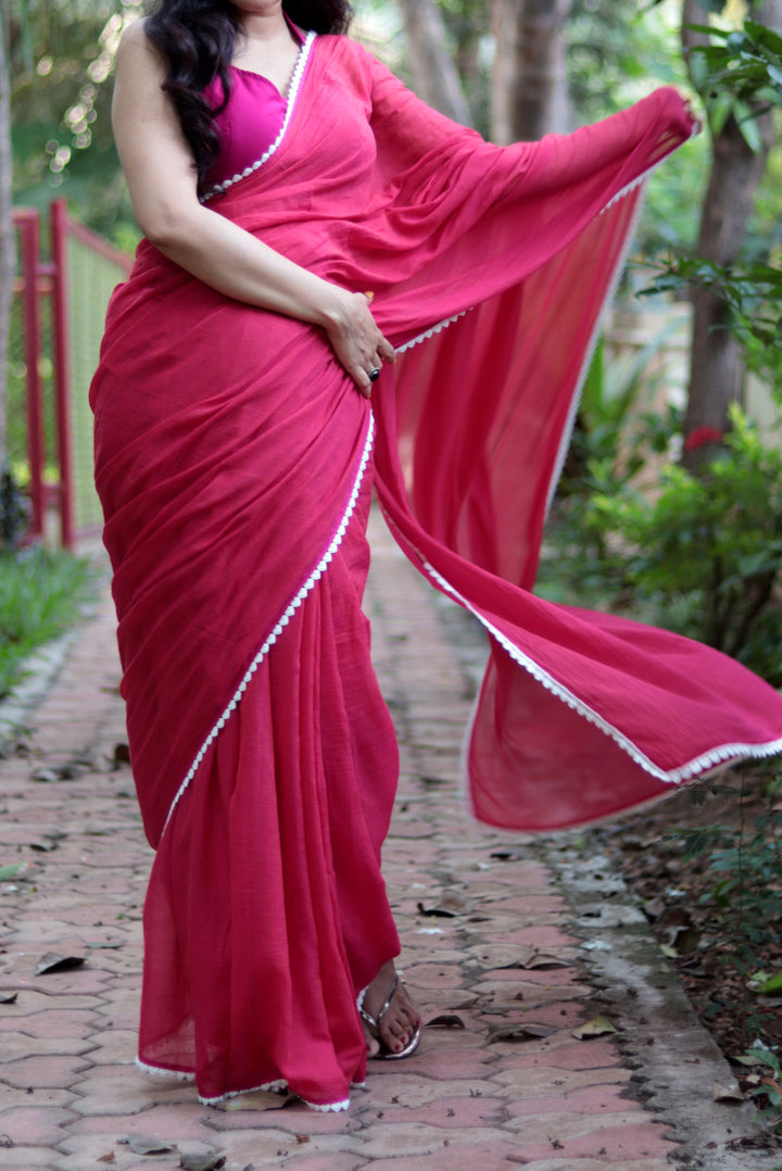 Mulmul Crochet Lace Saree Churake Dil Mera (SAREE)