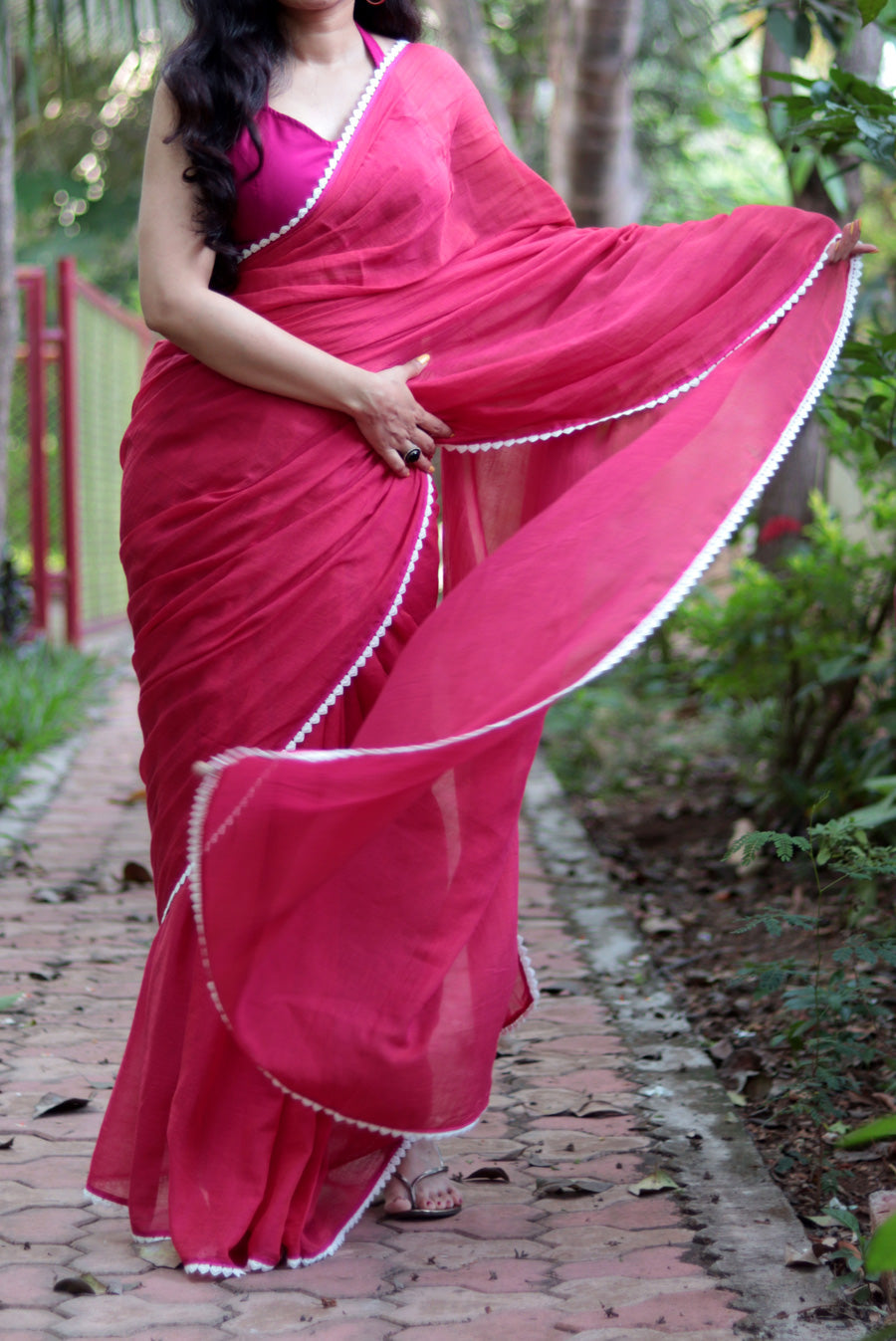 Mulmul Crochet Lace Saree Churake Dil Mera (SAREE)