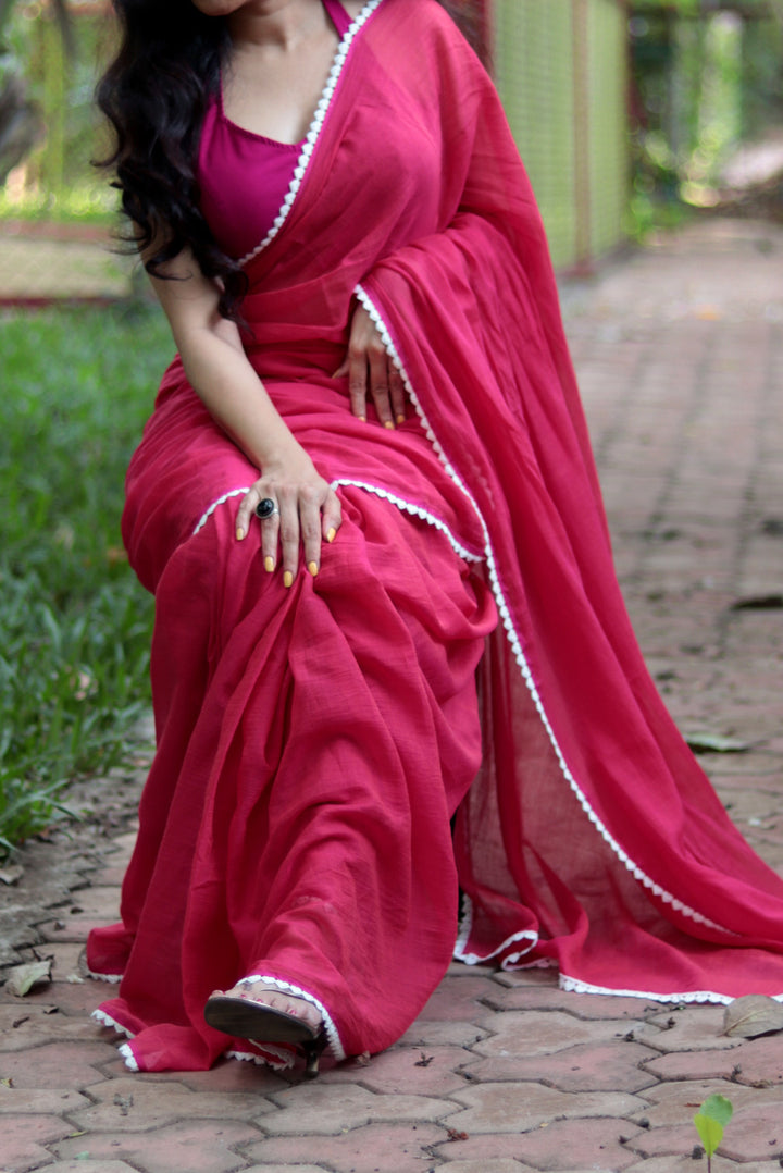 Mulmul Crochet Lace Saree Churake Dil Mera (SAREE)