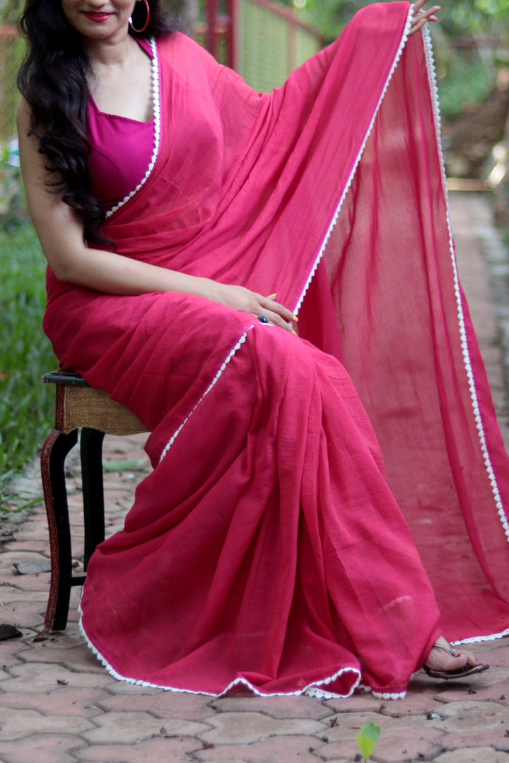 Mulmul Crochet Lace Saree Churake Dil Mera (SAREE)