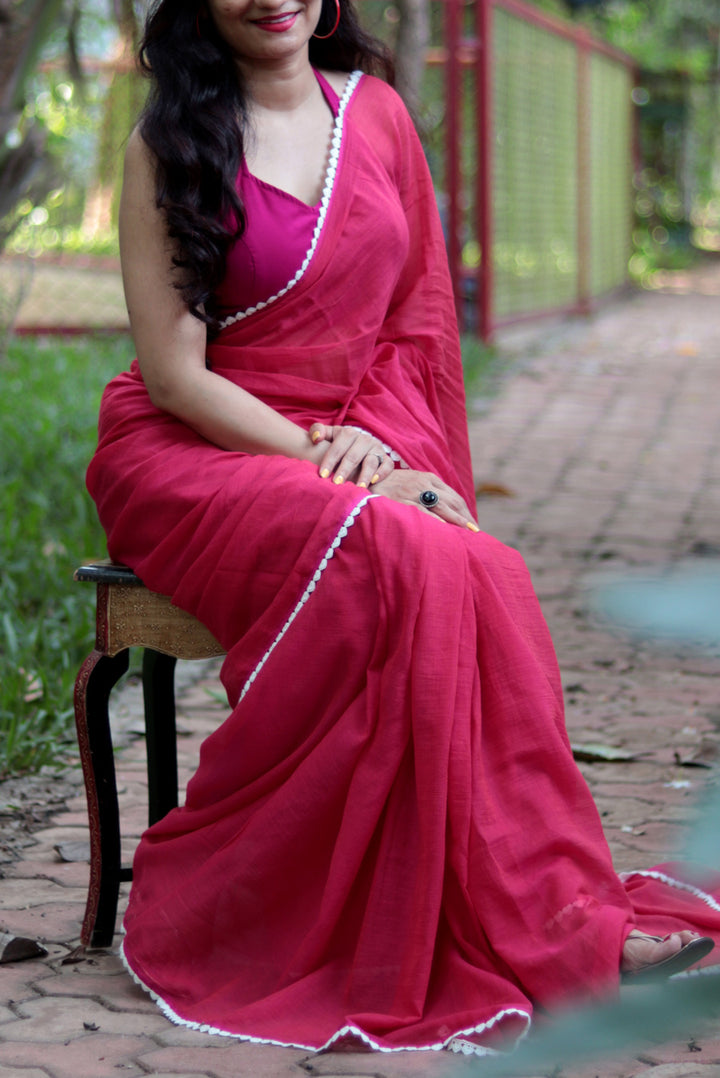 Mulmul Crochet Lace Saree Churake Dil Mera (SAREE)