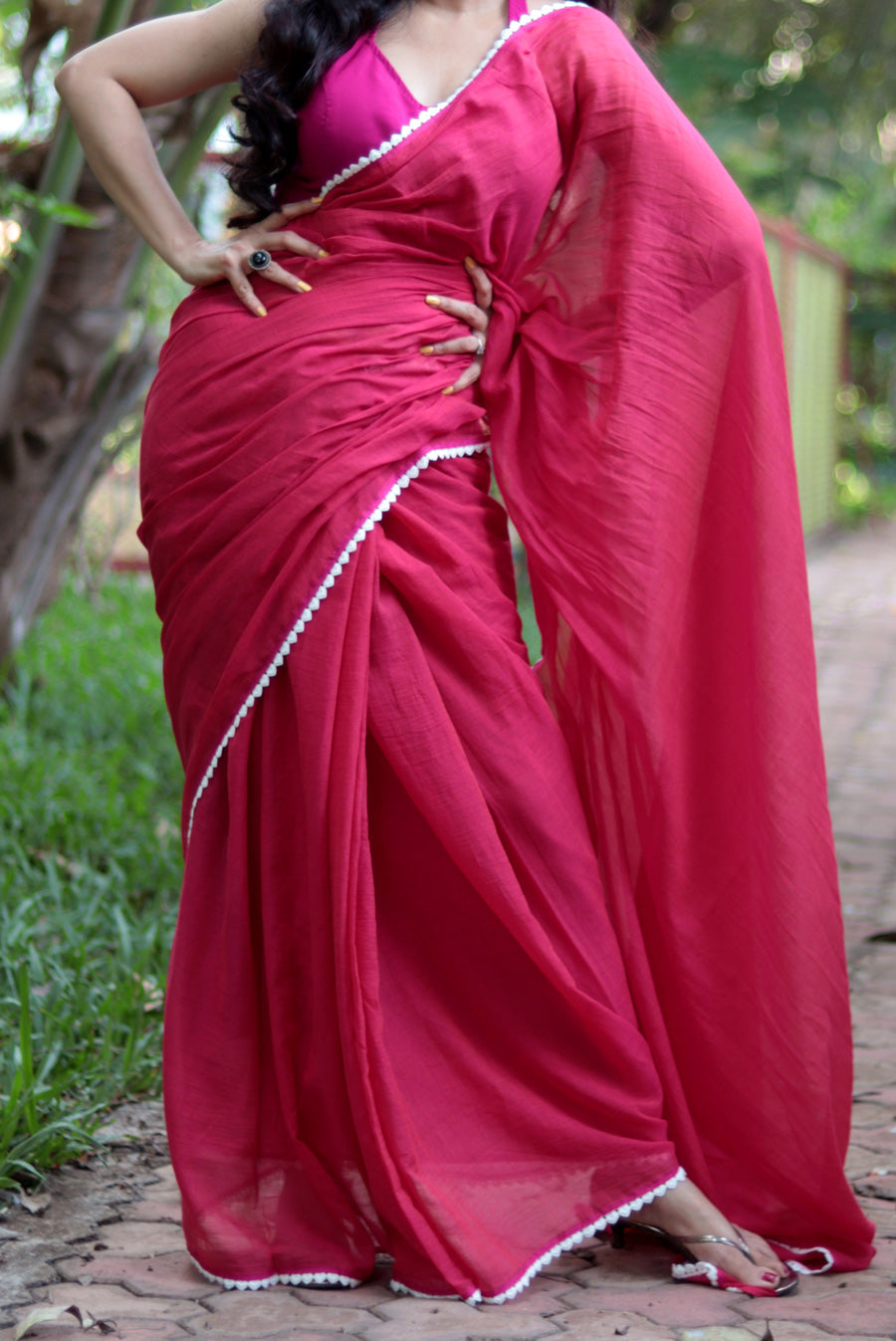 Mulmul Crochet Lace Saree Churake Dil Mera (SAREE)