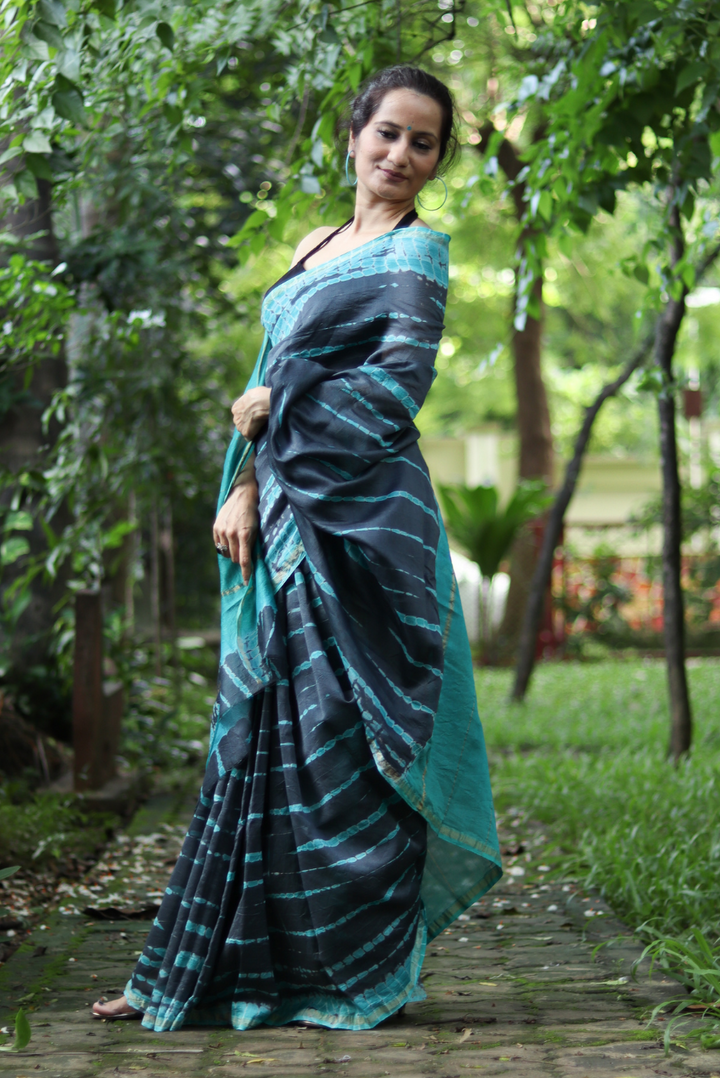 Tie & Dye Chanderi Silk Saree Night at Sea Shore (SAREE)