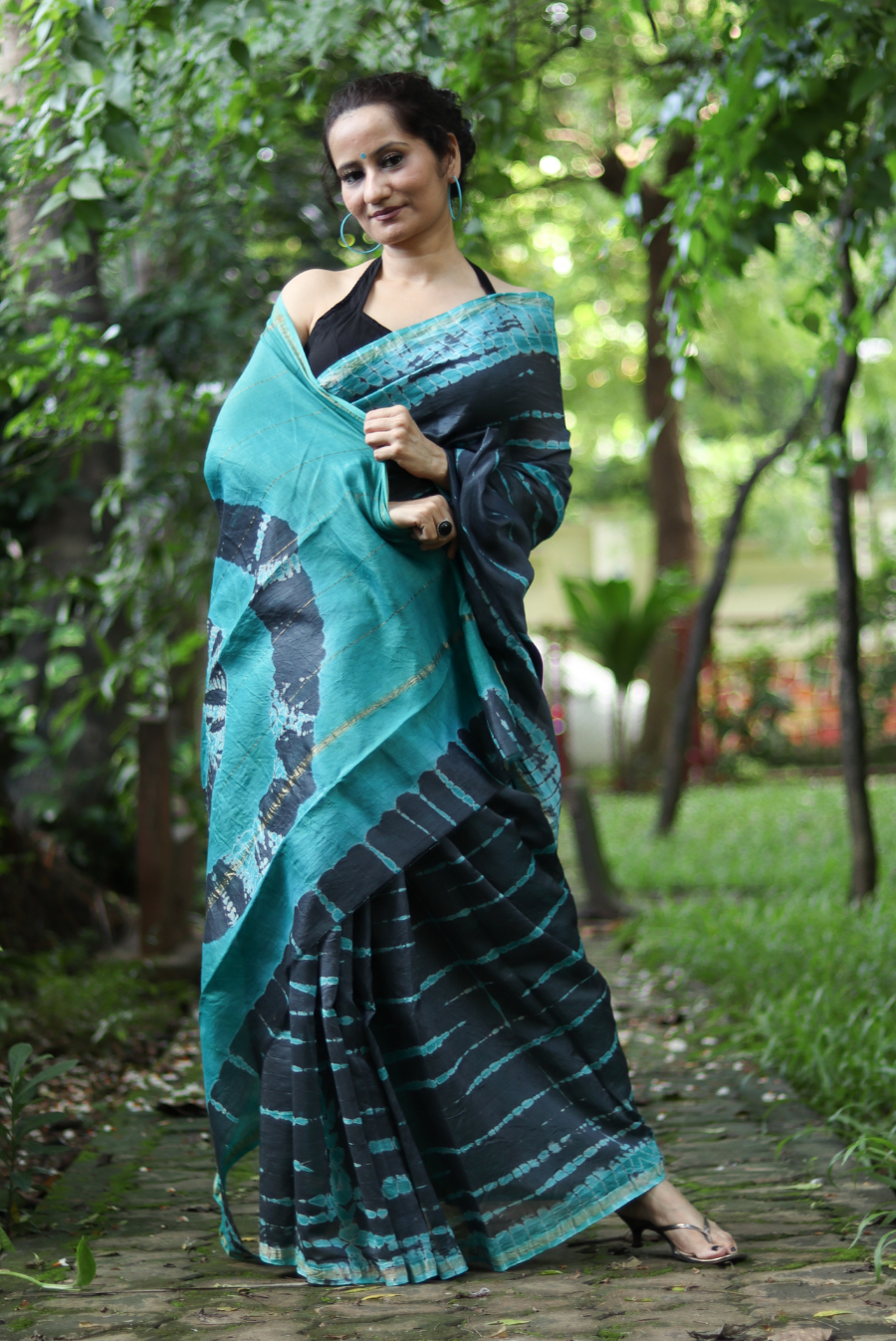 Tie & Dye Chanderi Silk Saree Night at Sea Shore (SAREE)