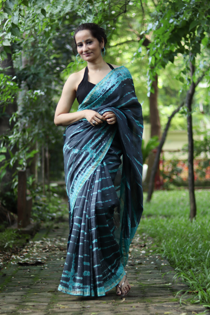 Tie & Dye Chanderi Silk Saree Night at Sea Shore (SAREE)