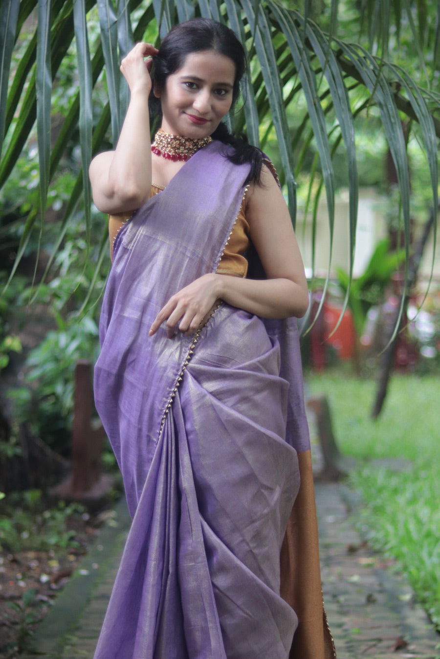 Zari Linen Gotta Lace Saree The Queen's Necklace (SAREE)