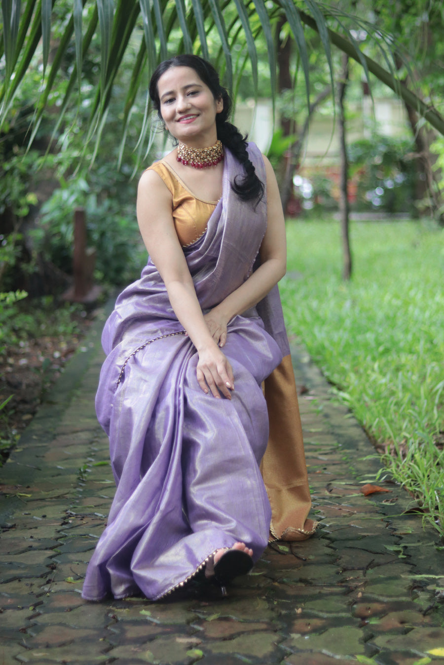Zari Linen Gotta Lace Saree The Queen's Necklace (SAREE)
