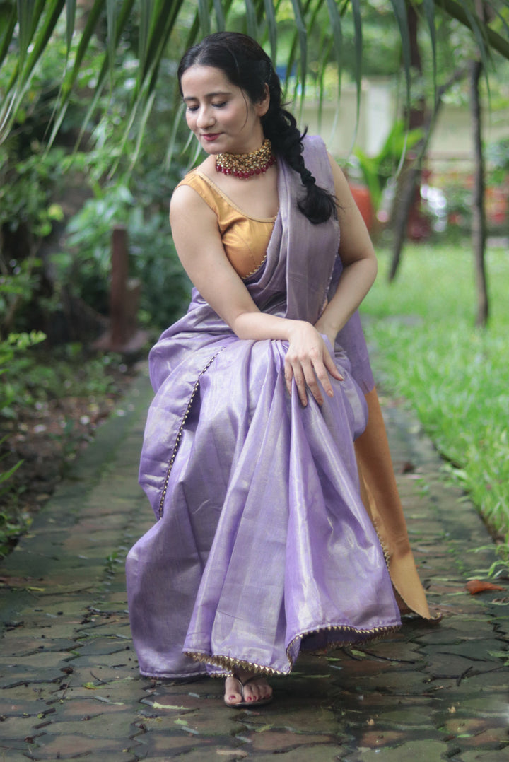 Zari Linen Gotta Lace Saree The Queen's Necklace (SAREE)