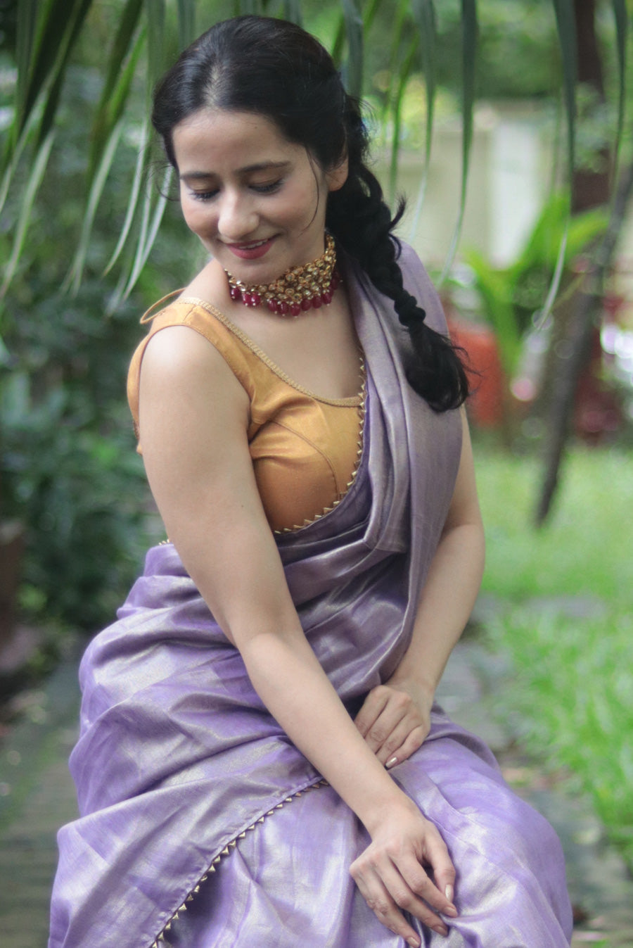 Zari Linen Gotta Lace Saree The Queen's Necklace (SAREE)