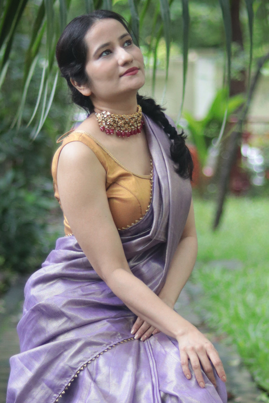Zari Linen Gotta Lace Saree The Queen's Necklace (SAREE)