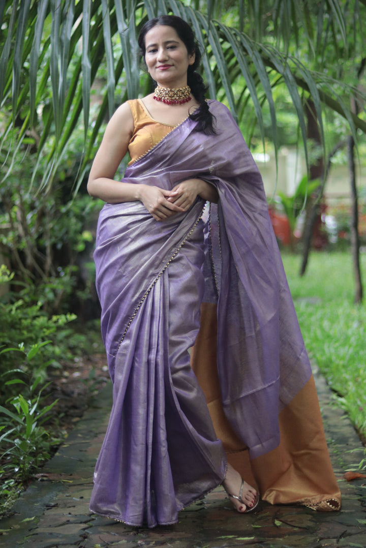 Zari Linen Gotta Lace Saree The Queen's Necklace (SAREE)