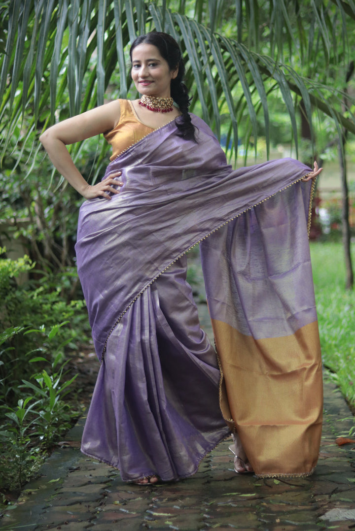 Zari Linen Gotta Lace Saree The Queen's Necklace (SAREE)