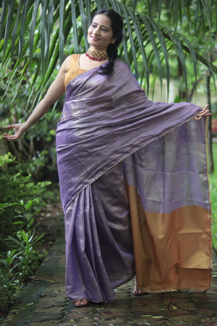 Zari Linen Gotta Lace Saree The Queen's Necklace (SAREE)