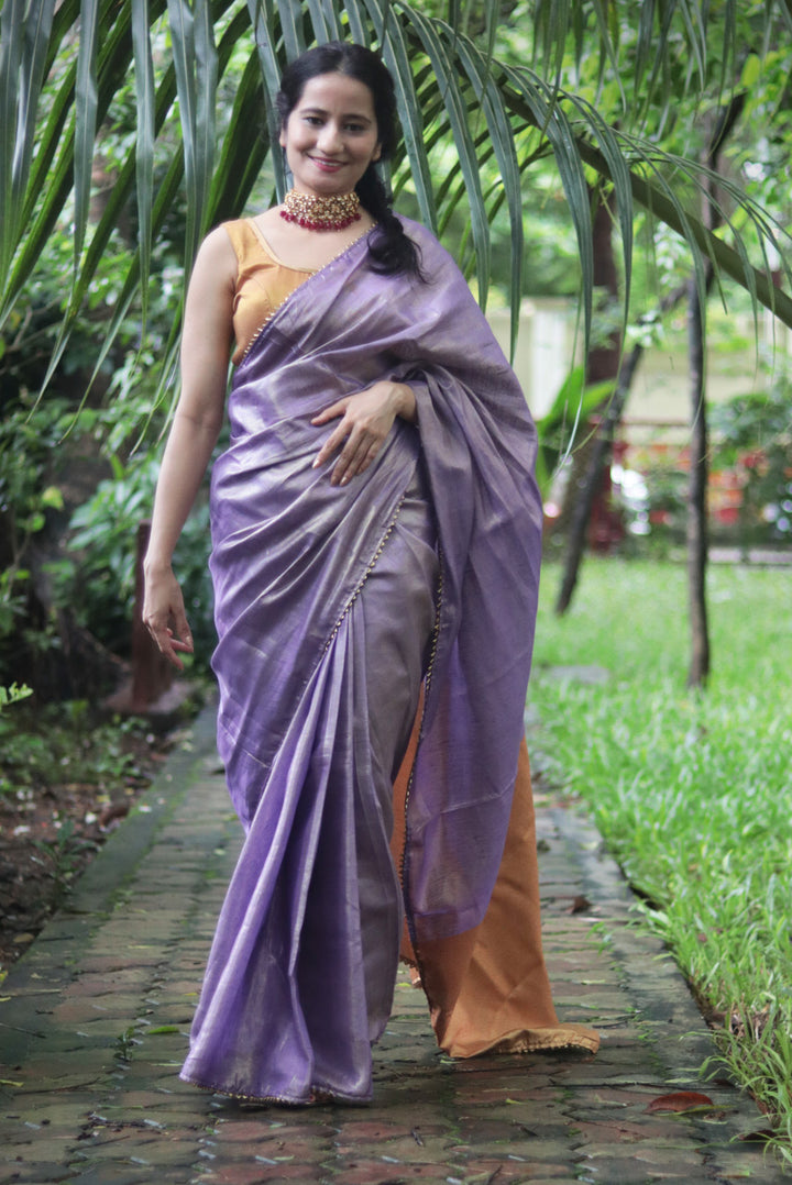 Zari Linen Gotta Lace Saree The Queen's Necklace (SAREE)