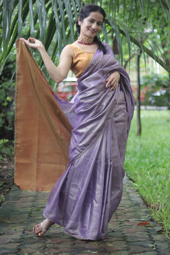 Zari Linen Gotta Lace Saree The Queen's Necklace (SAREE)