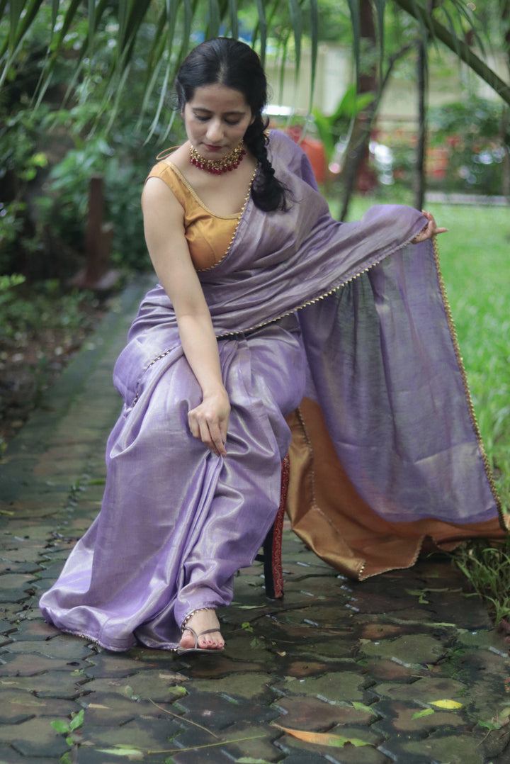 Zari Linen Gotta Lace Saree The Queen's Necklace (SAREE)
