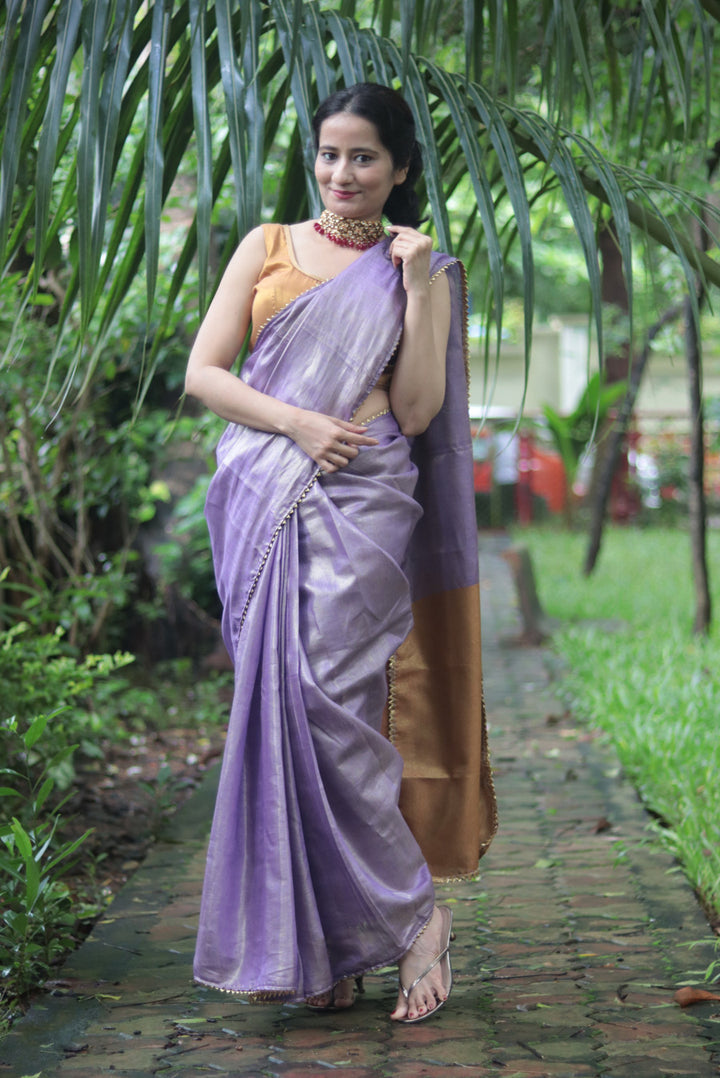 Zari Linen Gotta Lace Saree The Queen's Necklace (SAREE)